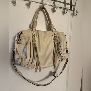 Aimee Kestenberg Leather Satchel Handbag Cream Excellent Condition